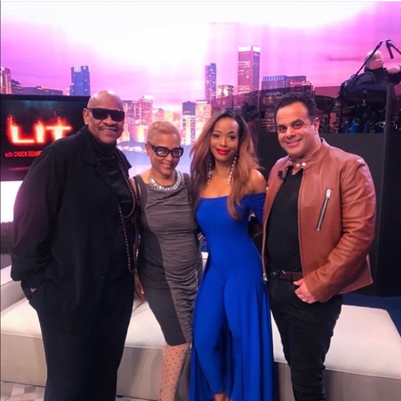 Royal Blue Off the Shoulder Jumpsuit - Picture 2 of 2